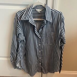 Men's Black and White Striped Shirt